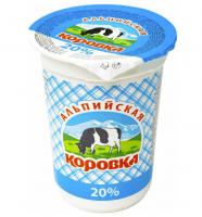 Сметана 20% Альпийская Коровка 400гр.