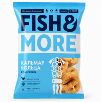 Кальмар кольца в панировке п/ф с/м обжар. 4-8 см/шт, Fish&More, упак 500 гр