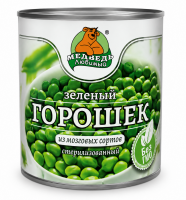 Горошек зеленый консервированный "Медведь Любимый", 425мл