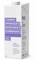 Сливки 10% ультрапастеризованные БМК, 1л