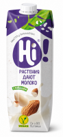 Напиток соевый Hi с миндалем, с массовой долей жира 1,8%, ультрапастеризованный 1л.